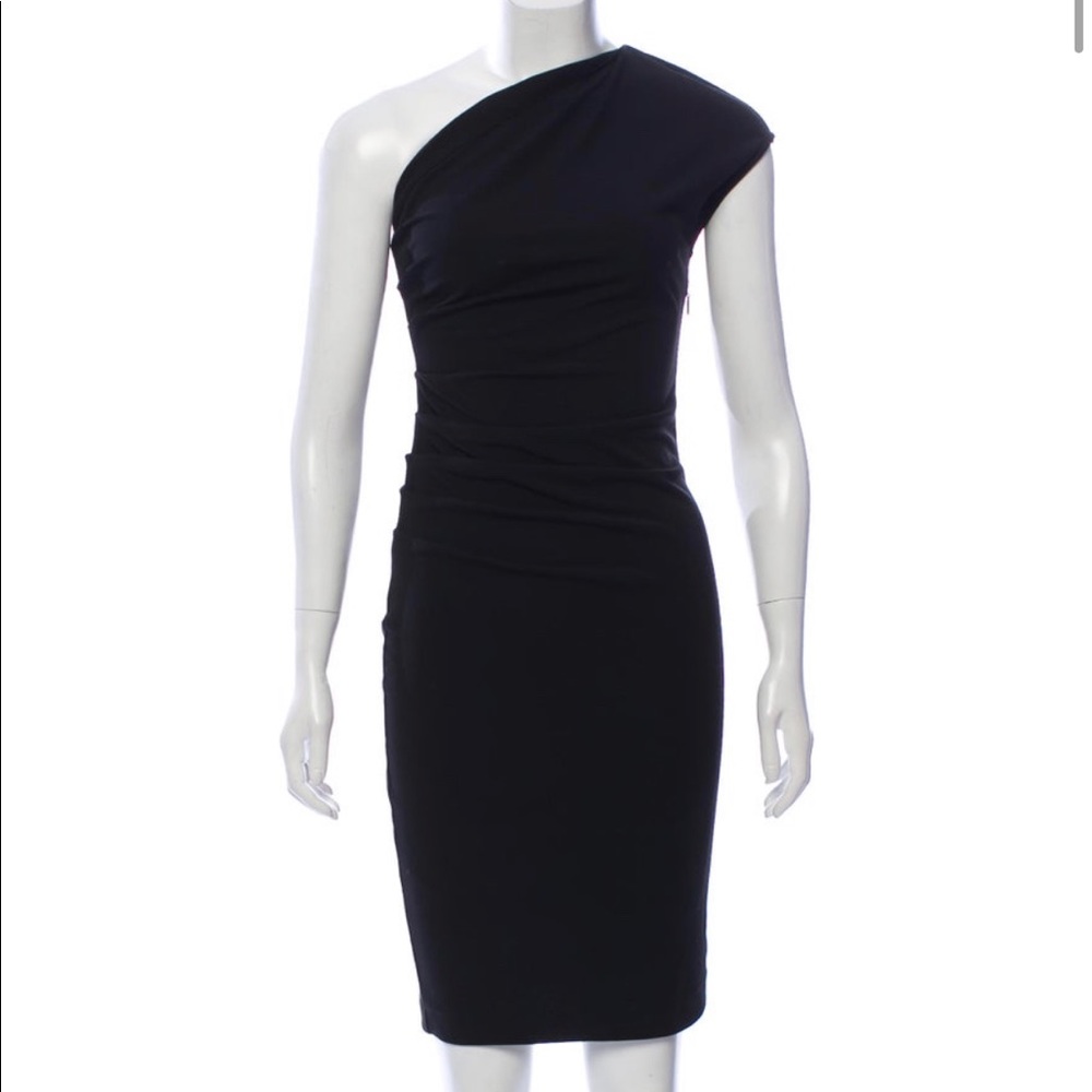 authentic gucci black car assymetric dress